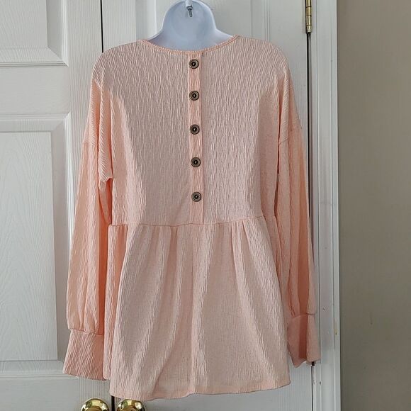White Birch long sleeve peach hi low tunic Sz  M - Picture 5 of 6